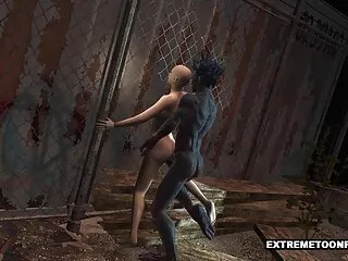 ქერა ქალმა დაიხარა დიდი მამალი